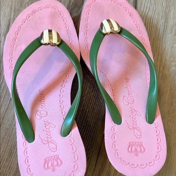 Juicy Couture Green and Pink Wedge Sandals - Picture 2 of 4
